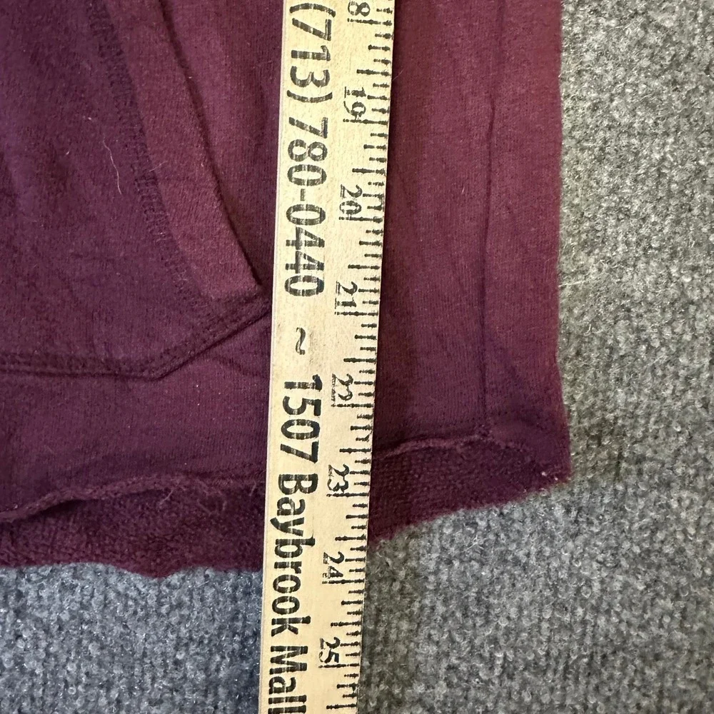Pink Pullover Womens Size XS Maroon Burgundy Quarter Zip Raw Hem Logo Athleisure